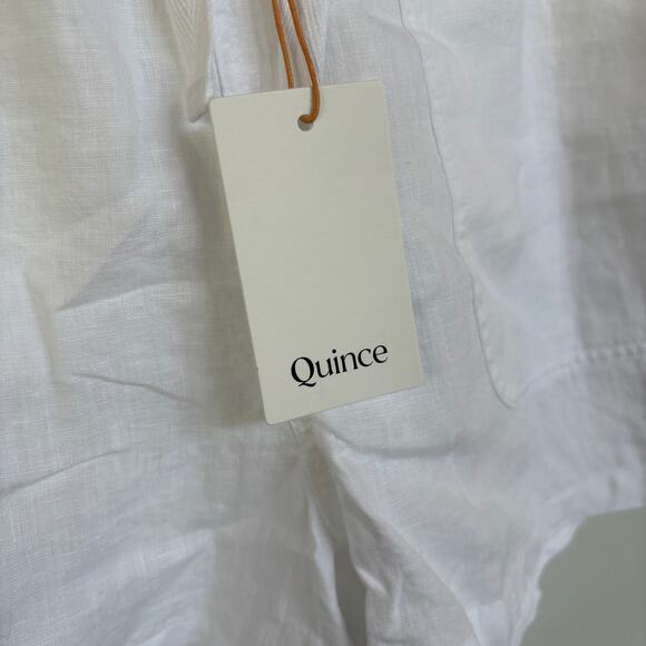NWT Quince White Linen Mini Shorts Pull On Beach Vacation Elastic Waist Medium - Picture 5 of 8